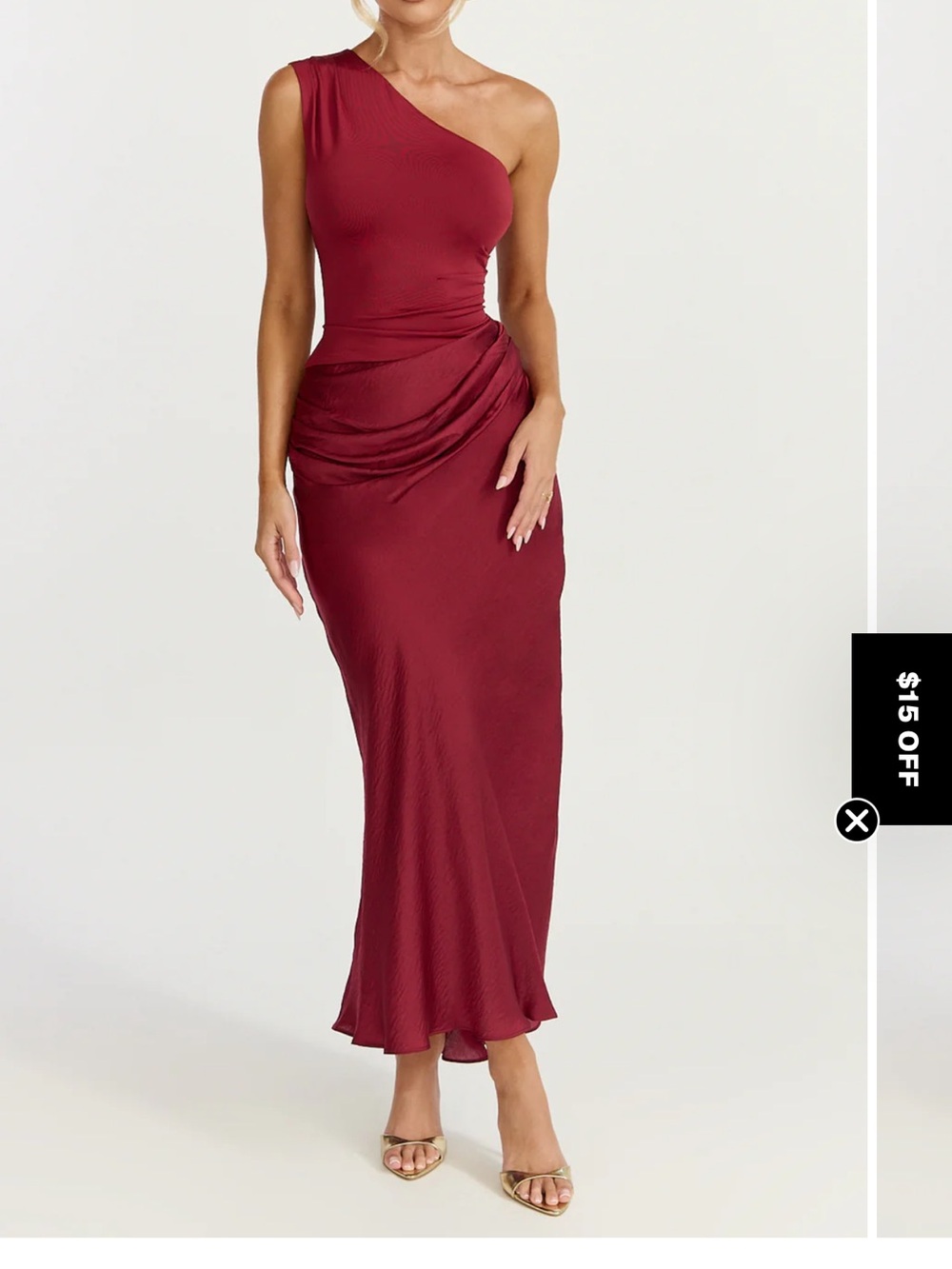 SHOWPO ASTRID MIDI DRESS One-Shoulder Burgundy Evening Dress NWT